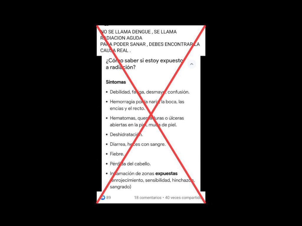 ¡Alarma por desinformación! Publicación en Facebook sobre el dengue y la radiación es falsa