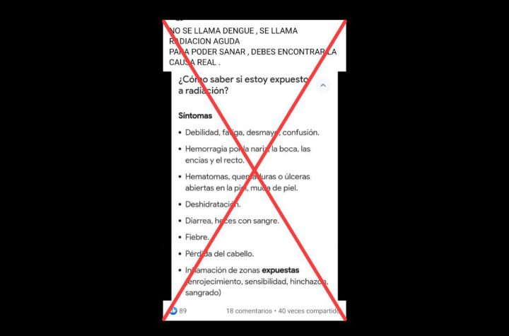 ¡Alarma por desinformación! Publicación en Facebook sobre el dengue y la radiación es falsa