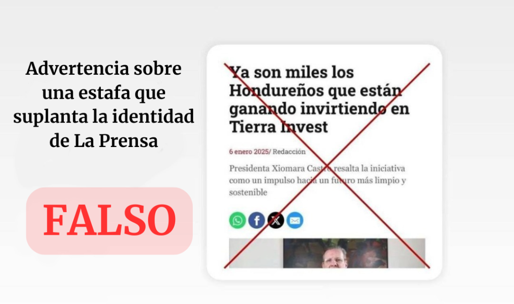 Advertencia sobre una estafa que suplanta la identidad de La Prensa Advertencia sobre una estafa que suplanta la identidad de La Prensa